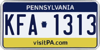 PA license plate KFA1313