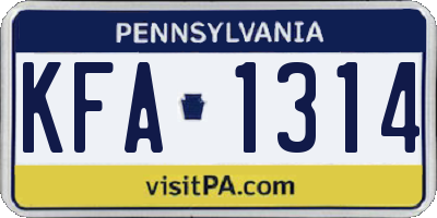 PA license plate KFA1314