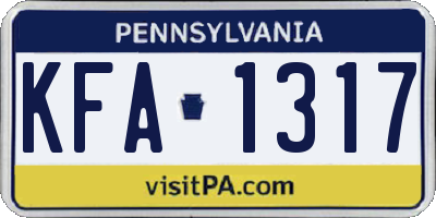 PA license plate KFA1317