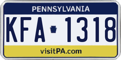 PA license plate KFA1318
