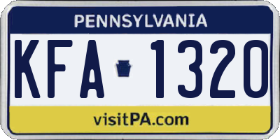 PA license plate KFA1320