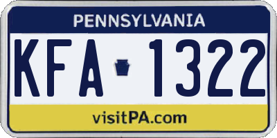 PA license plate KFA1322