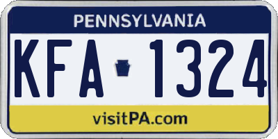 PA license plate KFA1324