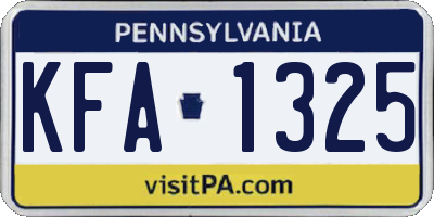 PA license plate KFA1325