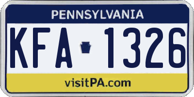 PA license plate KFA1326