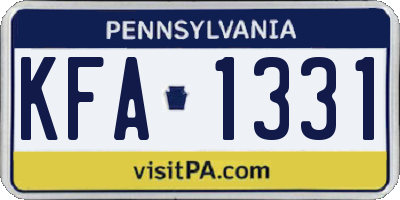 PA license plate KFA1331