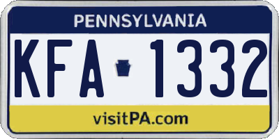 PA license plate KFA1332