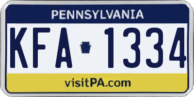 PA license plate KFA1334