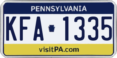 PA license plate KFA1335