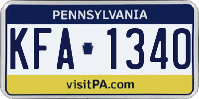 PA license plate KFA1340