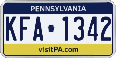 PA license plate KFA1342