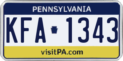 PA license plate KFA1343