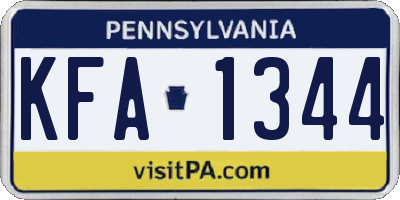 PA license plate KFA1344