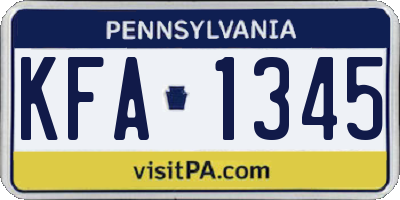 PA license plate KFA1345