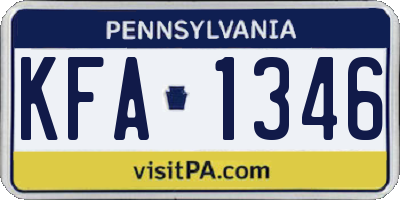 PA license plate KFA1346