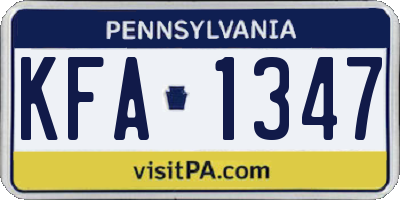 PA license plate KFA1347