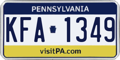 PA license plate KFA1349