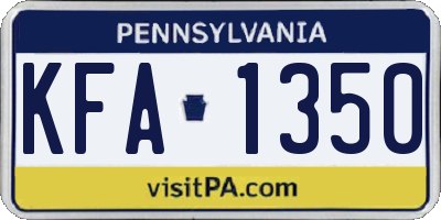 PA license plate KFA1350