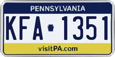 PA license plate KFA1351