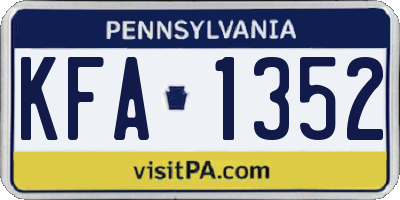 PA license plate KFA1352