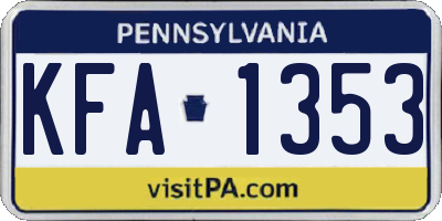 PA license plate KFA1353