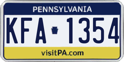 PA license plate KFA1354