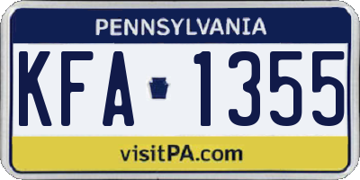PA license plate KFA1355