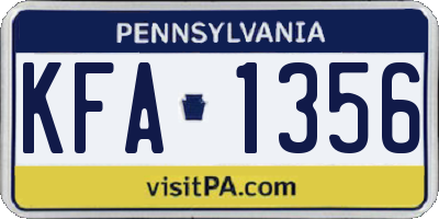 PA license plate KFA1356