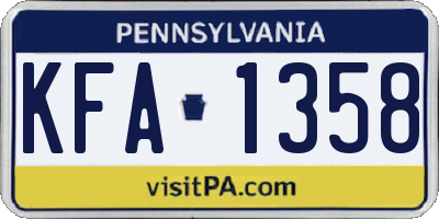 PA license plate KFA1358