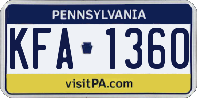 PA license plate KFA1360