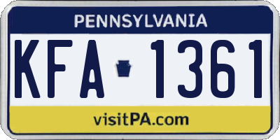 PA license plate KFA1361