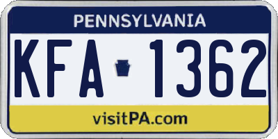 PA license plate KFA1362
