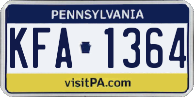 PA license plate KFA1364
