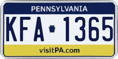 PA license plate KFA1365