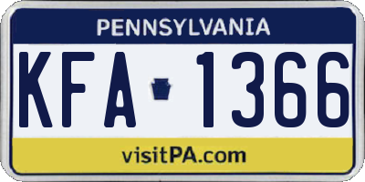 PA license plate KFA1366