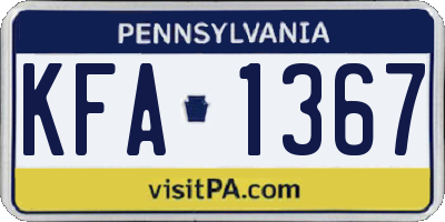 PA license plate KFA1367