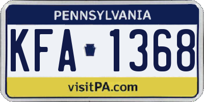 PA license plate KFA1368