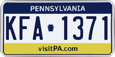 PA license plate KFA1371