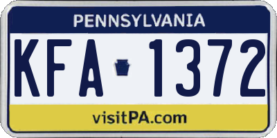 PA license plate KFA1372