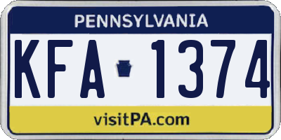 PA license plate KFA1374