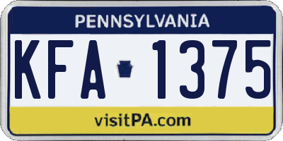 PA license plate KFA1375