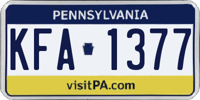 PA license plate KFA1377