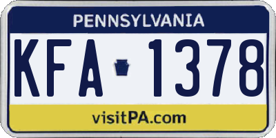 PA license plate KFA1378