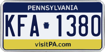PA license plate KFA1380