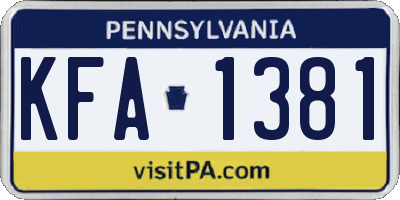 PA license plate KFA1381