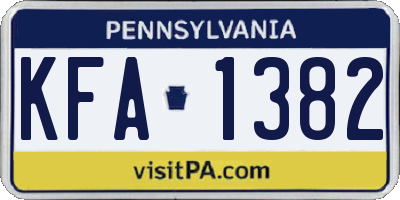 PA license plate KFA1382