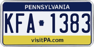 PA license plate KFA1383