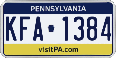 PA license plate KFA1384