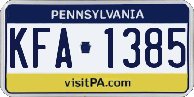PA license plate KFA1385