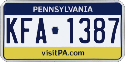 PA license plate KFA1387